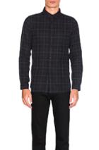 John Elliott Flannel Button Down In Gray,checkered & Plaid