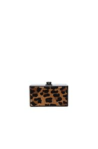 Edie Parker Jean Leopard Panel Clutch In Black,metallics,animal Print