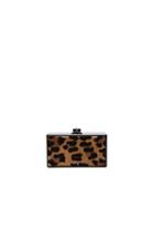 Edie Parker Jean Leopard Panel Clutch In Black,metallics,animal Print