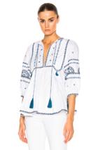 Talitha Indian Peasant Top In Blue,white