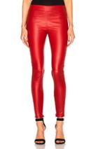 Saint Laurent Shiny Stretch Leather Leggings In Red