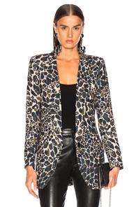 Smythe Long Notched Shawl Blazer In Abstract,neutral,blue,green