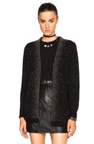 Saint Laurent All Over Stud Cardigan In Black