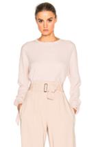 Tibi Mock Tie Sleeve Sweater In Pink