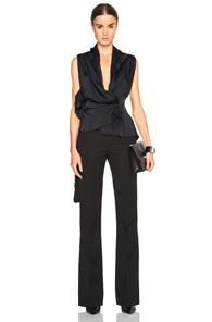 Victoria Beckham Matte Satin Drape Top In Black