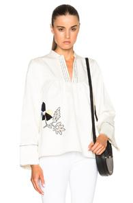 Suno Long Sleeve Bib Blouse In White