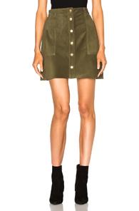 Current/elliott Leather Naval Skirt In Green