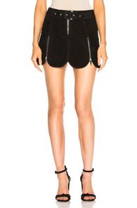 Alexachung Suede Scallop Hem Skirt In Black