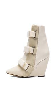 Isabel Marant Scarlet Calfskin Suede Leather Wedge Booties In White