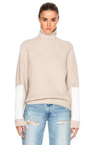 Victoria Beckham Lambswool Military Patch Sleeve Jumper In Neutrals