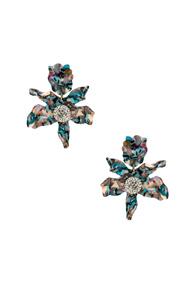 Lele Sadoughi Crystal Lily Clip Earrings In Blue