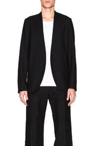 Maison Margiela Jersey Effect Wool Pull Jacket In Black