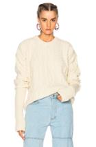 Y/project Asymmetrical Sleeve Crewneck Sweater In Neutrals