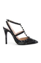 Valentino Camounoir Rockstud Crystal Embellished Slingbacks T.100 In Black,metallics