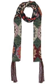 Chloe Rosace Patchwork Scarf In Green,geometric Print