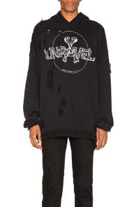 Unravel Terry Bones Over Hoodie In Black