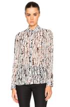 Carven Printed Georgette Top In White,abstract