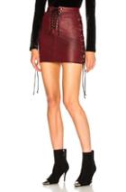Unravel Leather Side Lace Up Skirt In Red