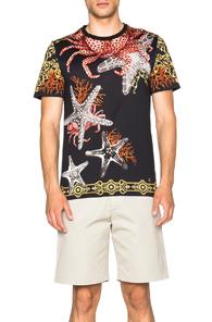 Versace Starfish Print Tee In Black,abstract,animal Print