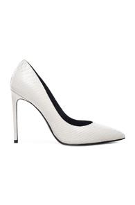 Saint Laurent Embossed Python Paris Skinny Heels In White,animal Print