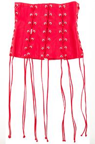 Unravel Leather All Over Lace Up Corset In Red