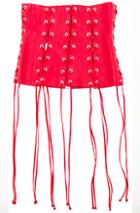 Unravel Leather All Over Lace Up Corset In Red