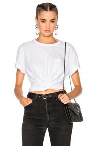 T By Alexander Wang Cotton Jersey Twist Front Short Sleeve Tee In White