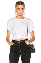 T By Alexander Wang Cotton Jersey Twist Front Short Sleeve Tee In White