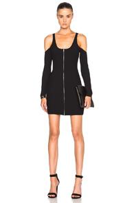 David Koma Ribbed Knit Shoulder Cut Out Dress In Black