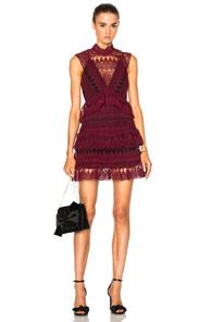 Self-portrait Teardrop Guipere Paneled Mini Dress In Red