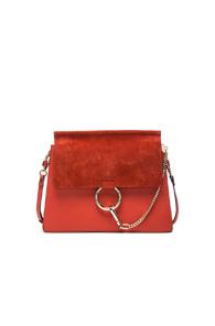 Chloe Medium Leather Faye Shoulder Bag In Red