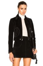 Saint Laurent Studded Pocket Suede Jacket In Black