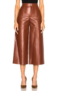 Saint Laurent Leather Slouch Culottes In Brown
