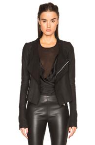 Rick Owens Nuvola Leather Low Neck Biker Jacket In Black