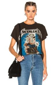 Madeworn Metallica Ride The Lightning Tee In Dirty Black In Abstract,gray