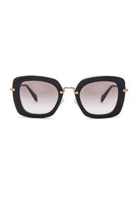 Miu Miu Oversized Square Sunglasses In Black,metallics