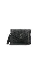 Saint Laurent Small Raffia Soft Chain Bag In Black