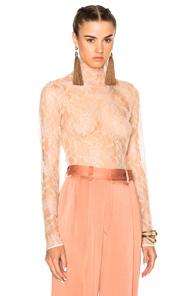 Lanvin Lace Turtleneck In Neutrals