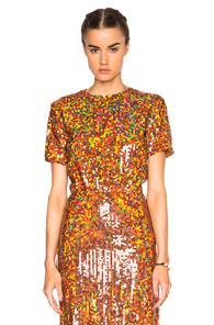 Nina Ricci Copper Sequin Top In Metallics,orange