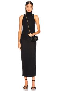 Enza Costa Sleeveless Side Ruched Turtleneck Midi Dress In Black