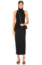 Enza Costa Sleeveless Side Ruched Turtleneck Midi Dress In Black