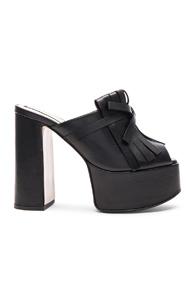 No. 21 Leather Platform Mules In Black