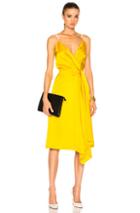 Victoria Beckham Heavy Fluid Silk Wrap Dress In Yellow