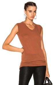 Rick Owens V Neck Sleeveless Tee In Brown