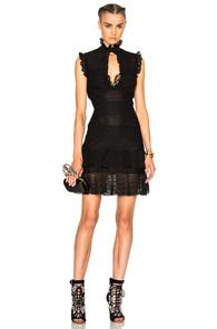 Alexander Mcqueen Sleeveless Bandage Mini Dress In Black,metallics