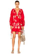 March 11 Flora Embroidered Mini Dress In Abstract,red