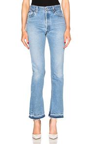 Re/done High Rise Mini Flare In Blue
