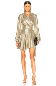 Patbo Cara Lame Mini Wrap Dress In Metallic