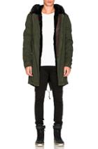 Mr & Mrs Italy Canvas Parka With Shaved Beaver Fur In Green