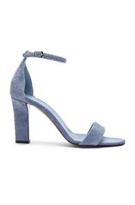 Victoria Beckham Suede Anna Ankle Strap Sandals In Blue